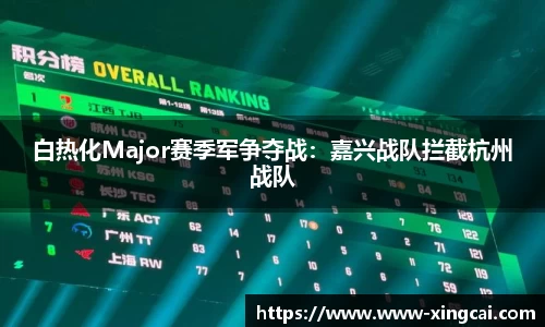 白热化Major赛季军争夺战：嘉兴战队拦截杭州战队